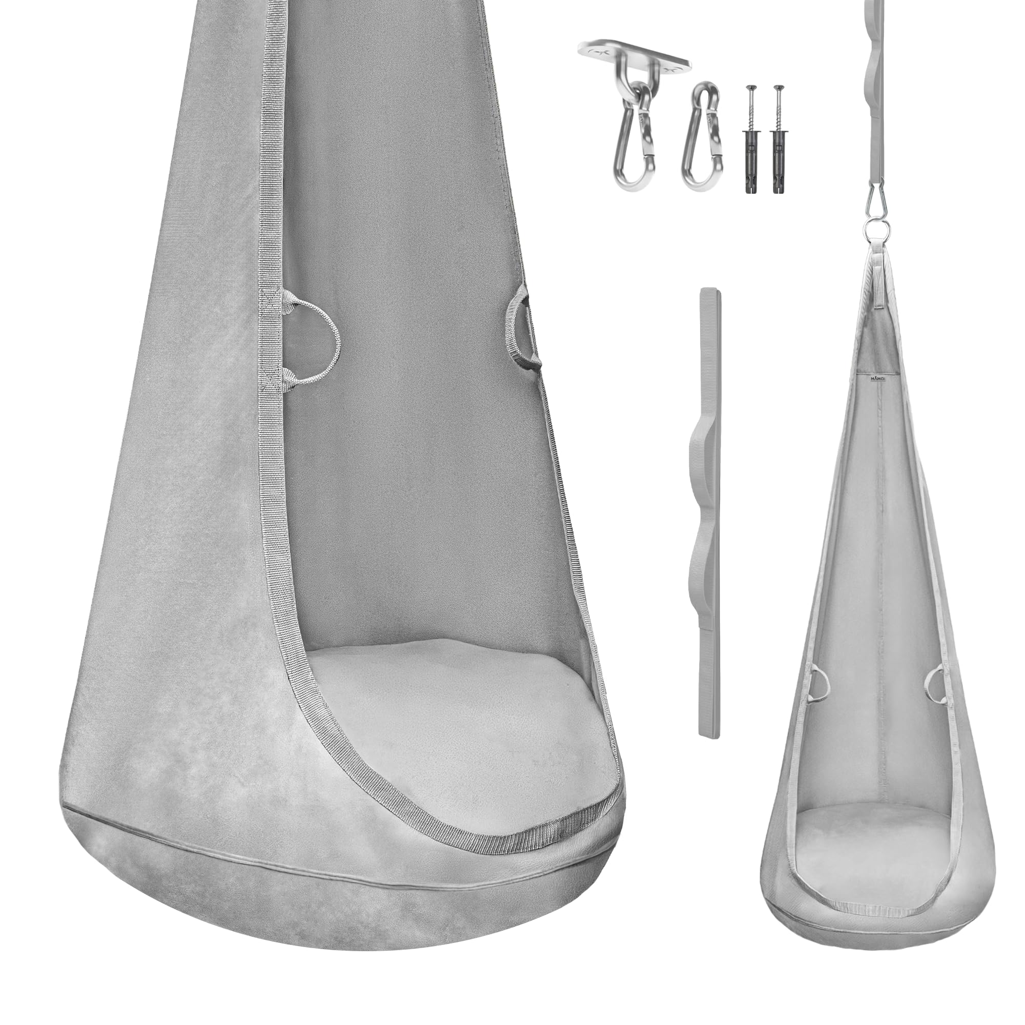 MAMOI Velvet Cocoon - Indoor Hanging Chair with Soft Cushion, Elegant Hanging Seat with Handles, Premium Velvet, Durable Construction with Hanging Element