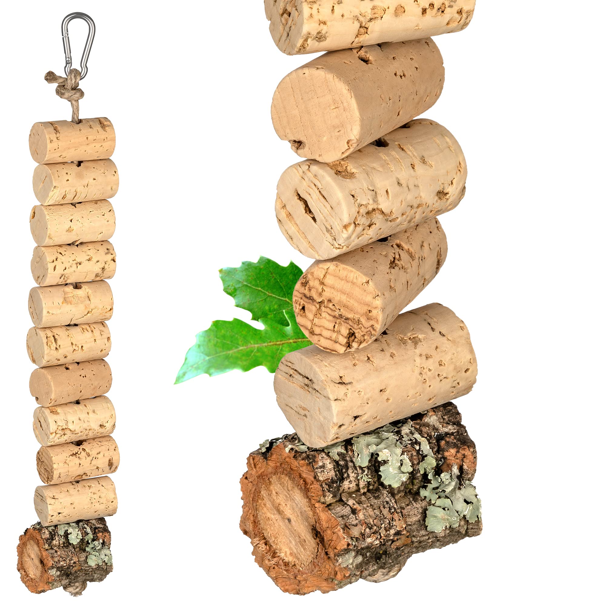 Collana per sgranocchiare in sughero naturale | Collana in sughero | Altalena per uccelli da sgranocchiare | Disinfettata termicamente