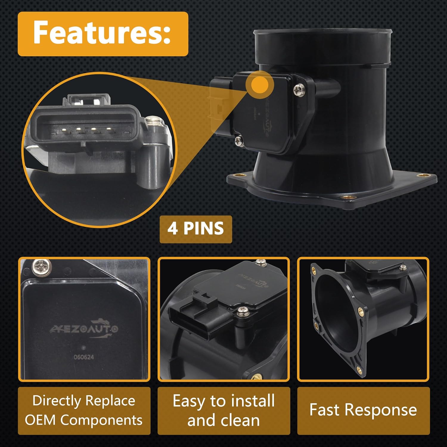 Mass Air Flow Sensor Maf Meter Compatible with Ford F-150 99-03; F-150 Heritage 2004; F-250 Super Duty 99-03; Taurus 98-99 & Lincoln Blackwood 2002; Navigator 99-02 Replace# 86-9554 AF10131