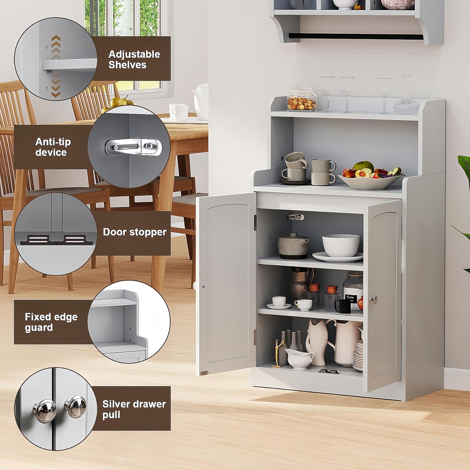 40-Inch Wooden Bathroom Cabinet – Freestanding Storage Unit, Multi-Purpose for Bathroom, Bookcase, Nightstand & Locker, Easy Assembly & Customizable Combination (Grey)