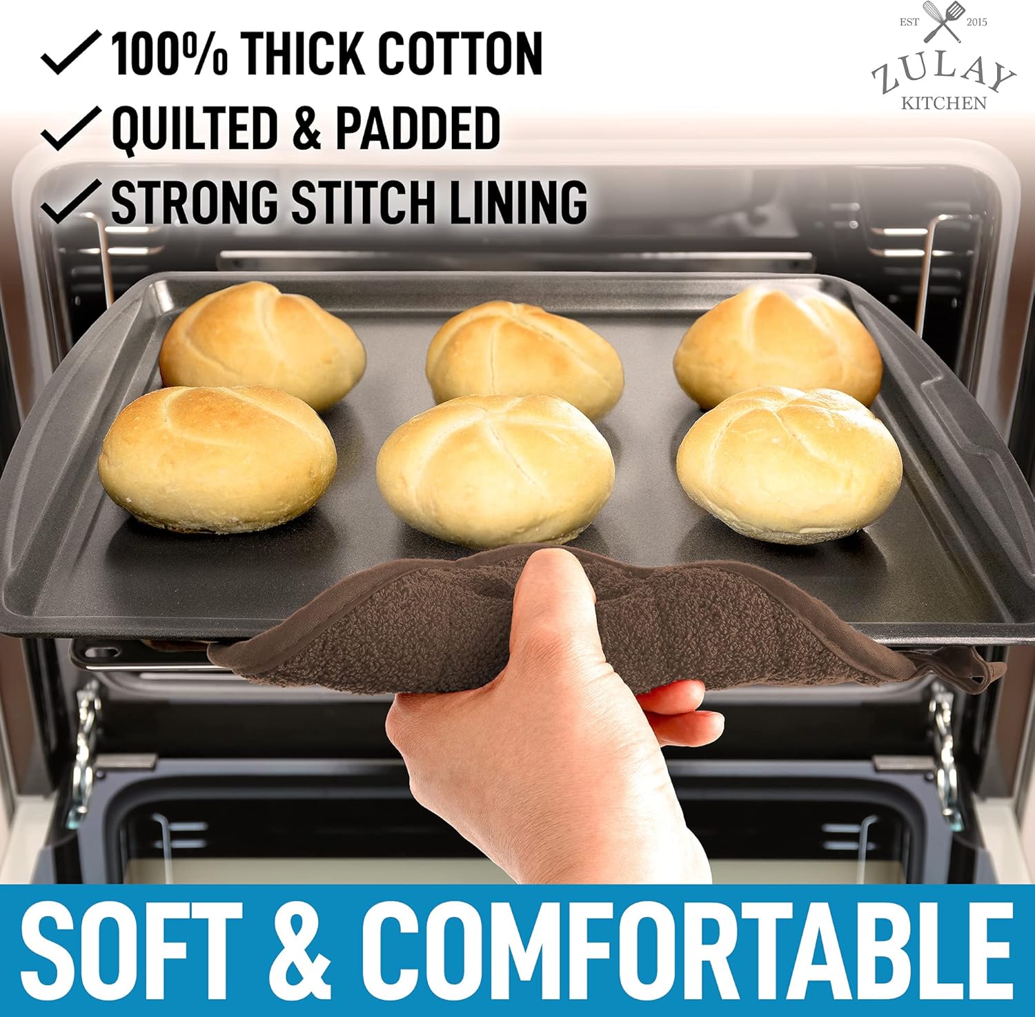 Zulay 6-Pack Pot Holders for Kitchen Heat Resistant Cotton - 7x7 Inch Hot Pot Holder Set - Quilted Terry Cloth Potholders for Kitchens - Washable Potholder for Cooking & Baking (Chocolate) : Home & Kitchen