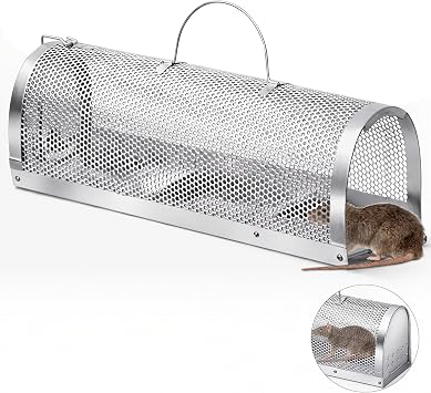 Humane Rat Trap, Reusable Rat Trap Cage, No Kill Live Mouse Catch Trap, Mice Trap Cage for Indoor and Outdoor Small Animal - Mouse Voles Hamsters Live Cage Catch and Release Rat Trap A