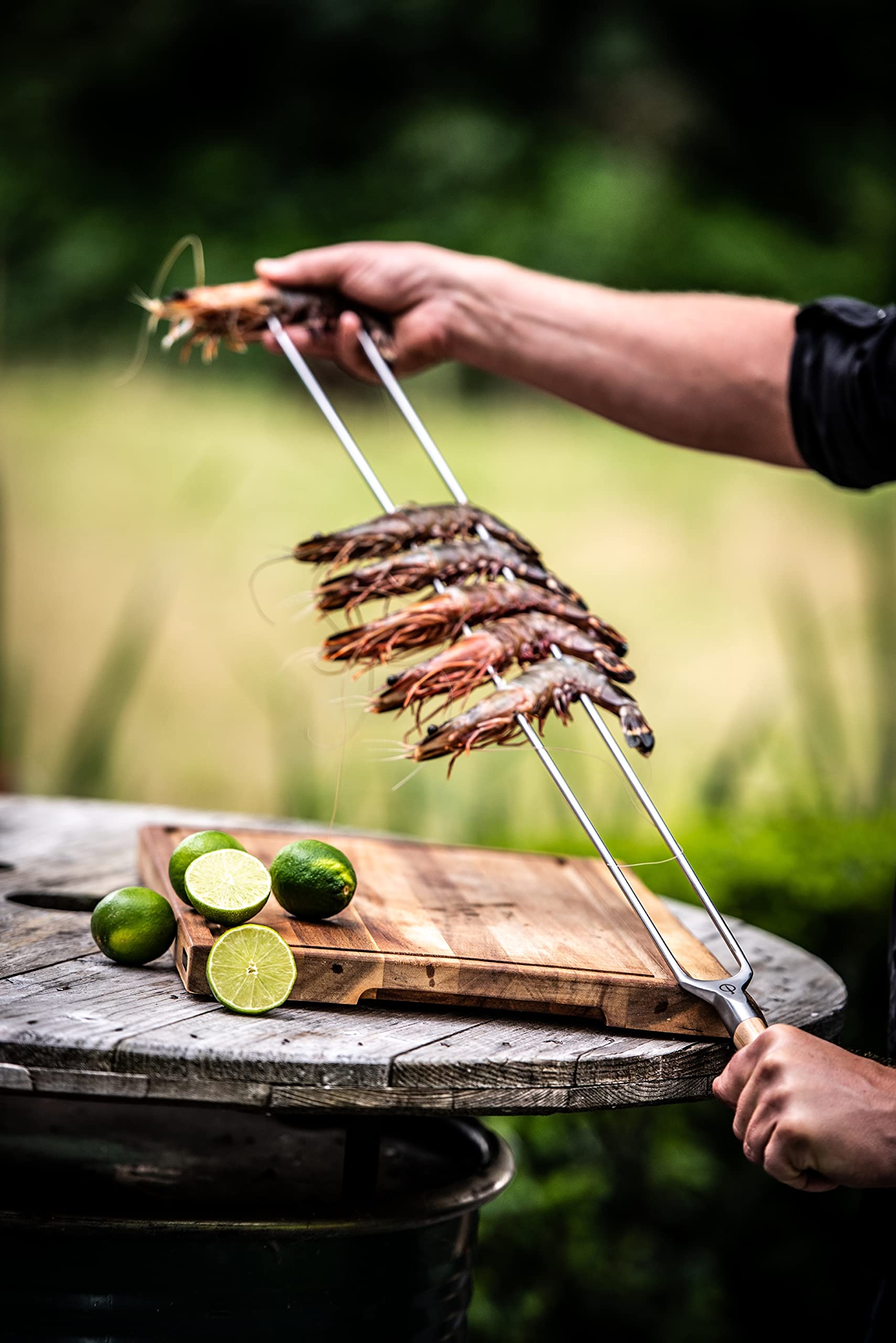 Forged Churrasco - Spiedini per barbecue, 70 cm, manico in legno d'ulivo, in acciaio INOX