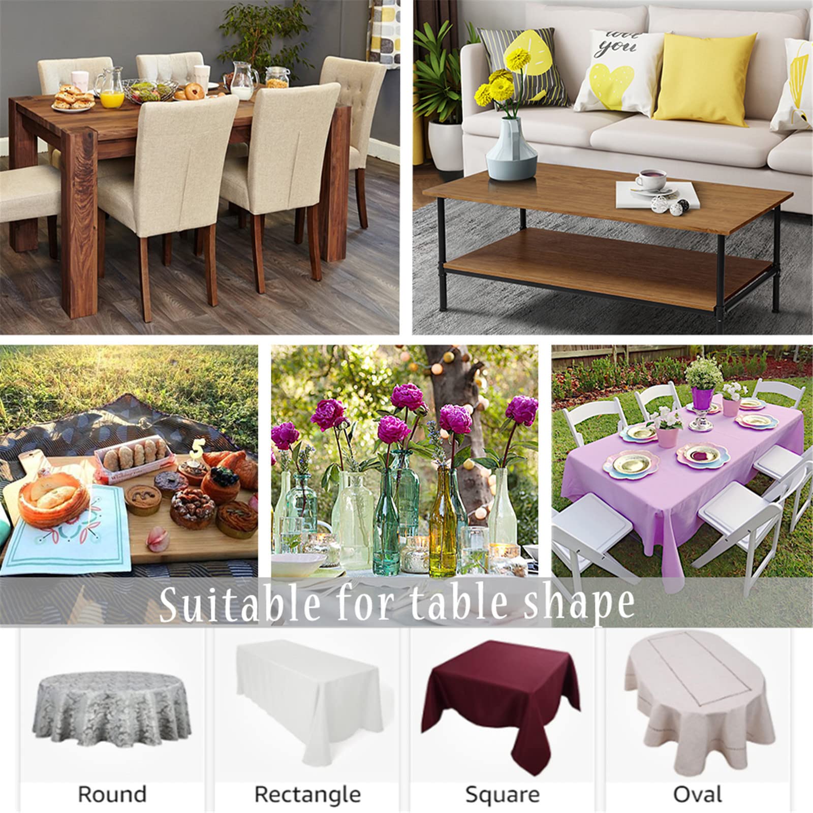 Chickwin Nappe PVC Rectangulaire Anti-taches – Couleur Noire 90x90cm – Imperméable, Déperlante, Facile D’entretien – Pour Intérieur/extérieur, Repas De Famille, Pique-nique