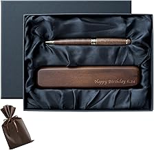 Kizamu Personalized Wooden Ballpoint Pen + Pencil Case Gift Set Brown Gift