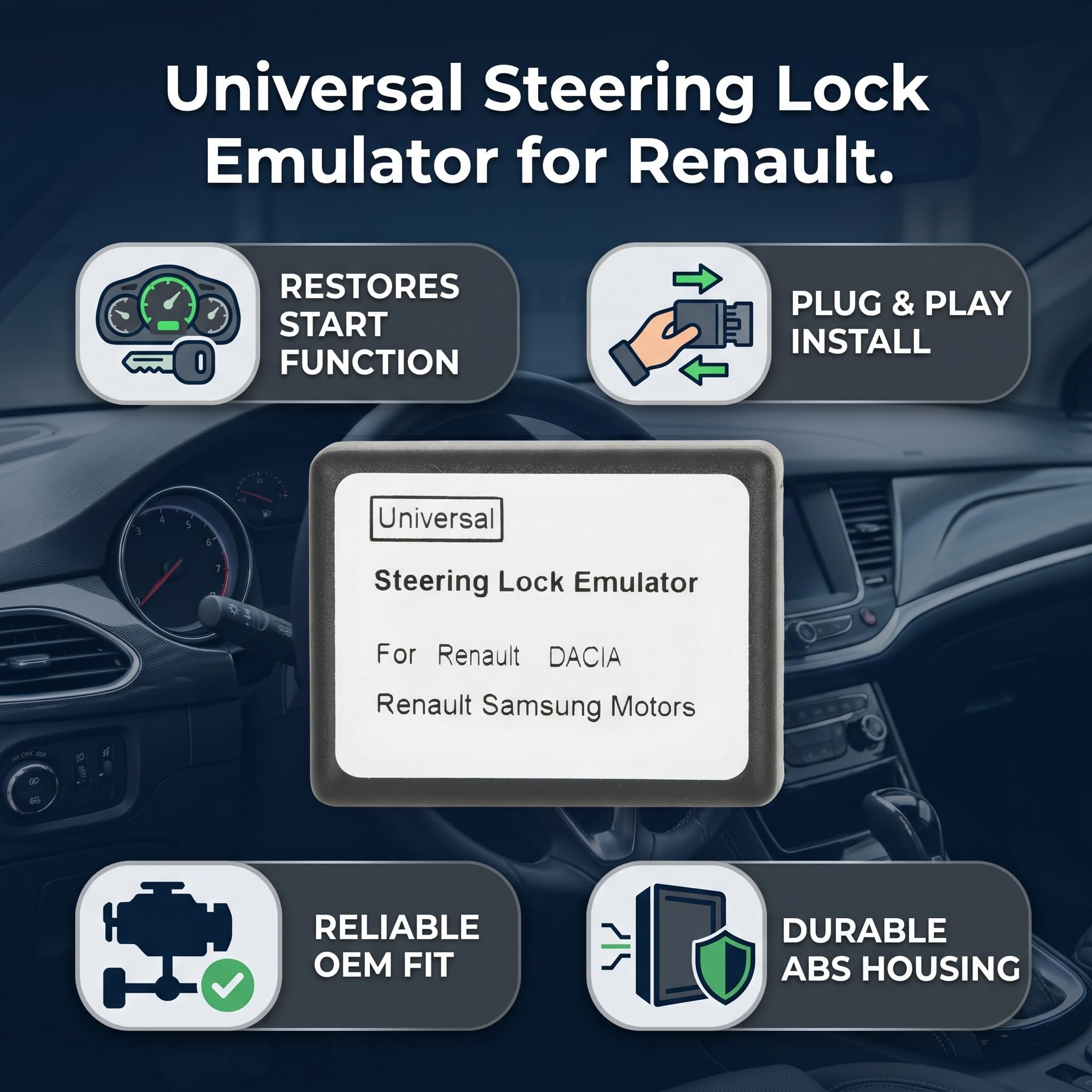 Aramox Emulateur Verrou De Colonne Scenic 2 Emulateur 2 Émulateur Universel de Verrouillage de Direction ESL ELV Simulator Serrure de Colonne de Volant Compatible avec 3/4