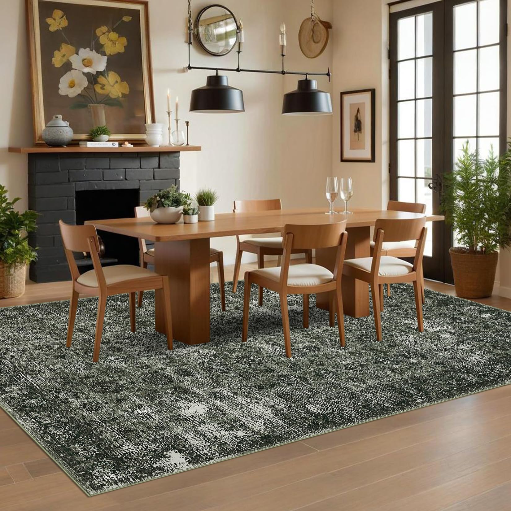 Garvee Alfombra Salon Persa Vintage Lavable 200x290cm Dormitorio Sala
