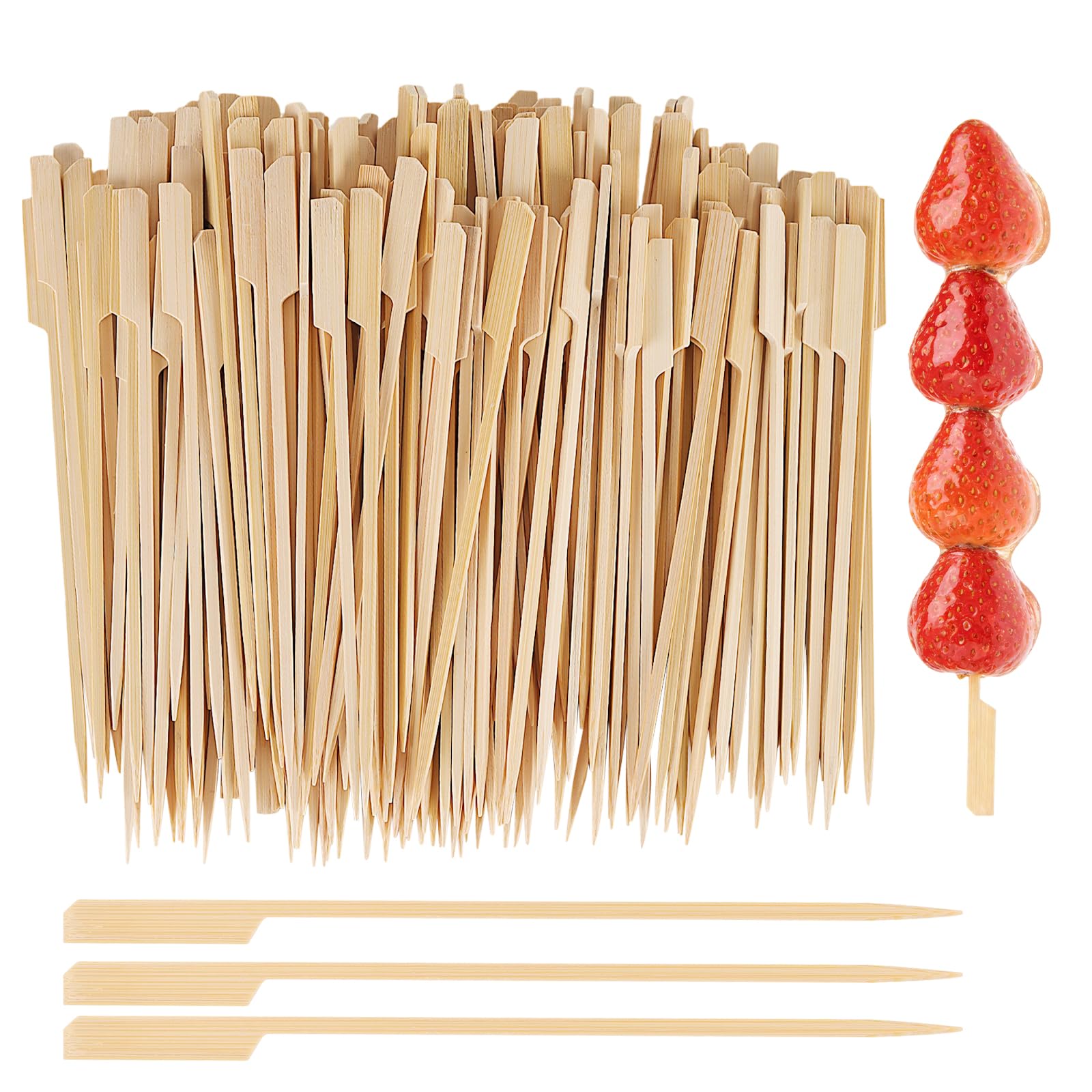 SINJEUN 1000 PCS Bamboo Paddle Skewers 20cm, Wooden Flat Sticks for Barbecue Cocktail Picks, Burger Fruit Kebab Sticks for Grill BBQ Party Buffet