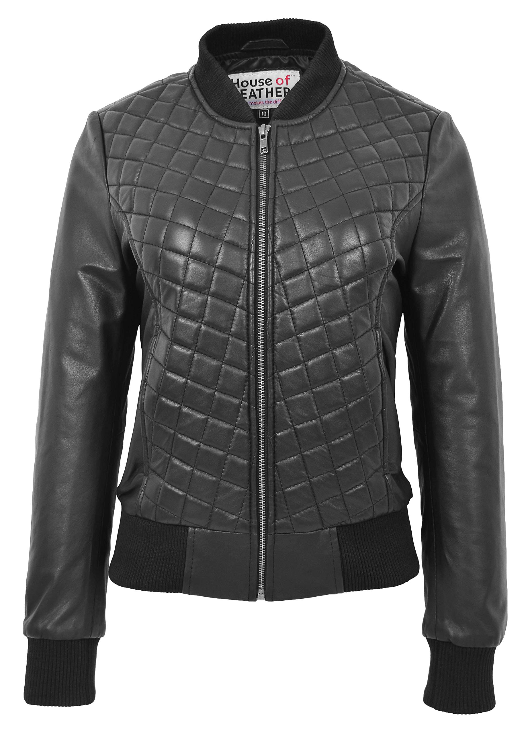 Veste bomber en cuir véritable matelassé isolant et coupe-vent taille 42 - 6