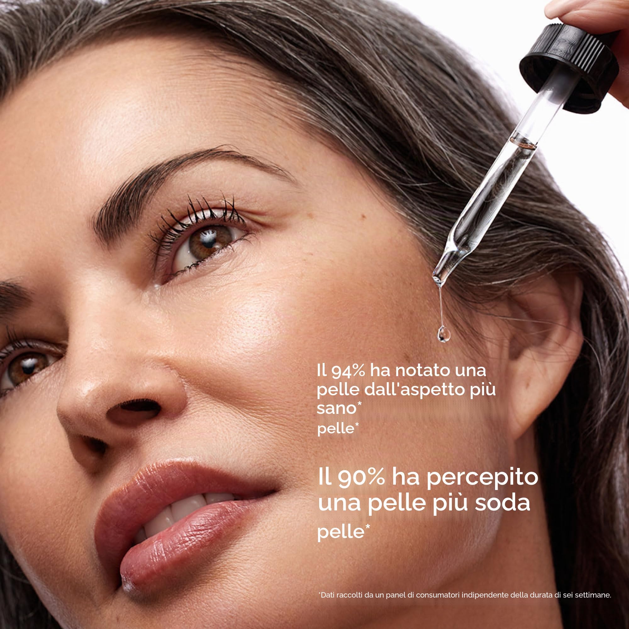 DRMTLGY Siero Senza Ago: trattamento antietà che riduce rughe e linee sottili con niacinamide, acido ialuronico, peptidi e ceramidi. Idrata, rassoda e dona luminosità alla pelle.
