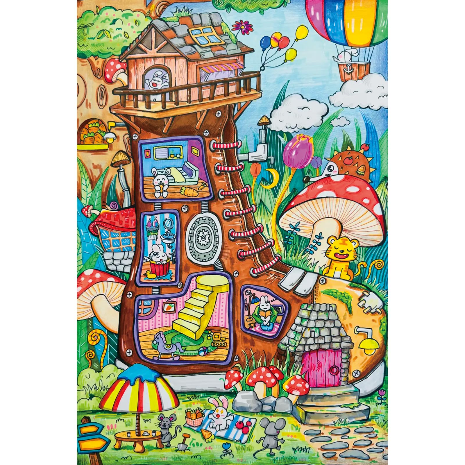 HUADADA Puzzle 100 Teile,Puzzle 100 Teile Kinder Klassische Puzzles,Puzzlegeschenk für Kinder -Thema:Schuhphantasie