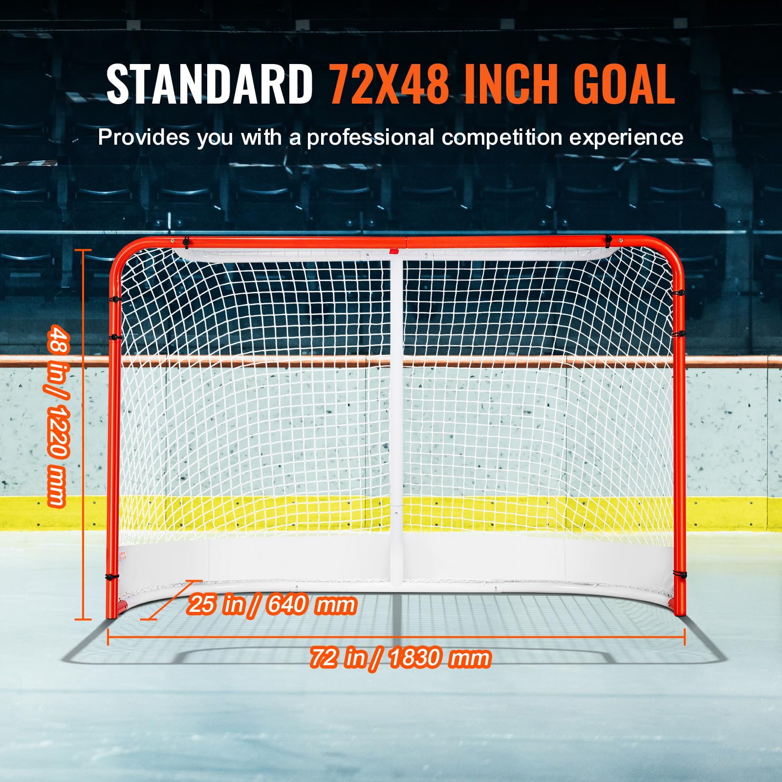 VEVOR Filet de Hockey de Rue 183 x 122 cm, But de Hockey Intérieur et Extérieur en Tube d'acier, Ensemble d'Entraînement de Hockey Portable et Léger, Assemblage Facile, pour Jeunes, Blanc/Rouge