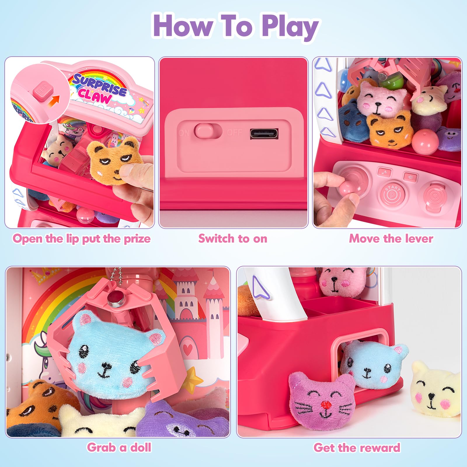 ミニクローマシン 子供用 ユニコーンギフト 女の子向け電子アーケードゲーム 屋内おもちゃ 小さなものに しいクールなもの キャンディ自動販売機 コインプッシ | 子供用爪マシン ユニコーン トイクローマシン 大型 ミニアーケードクローマシン 賞品付き おもちゃ詰め替え付き  子供用自動販売機ゲーム機 パーティー賞品キャンディディスペンサー 女の子⁄男の子へのイースターギフト | ハンドヘルドゲーム | おもちゃ