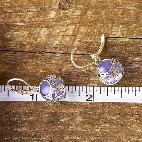 Miniatura 6 de Bottled Up Designs Handmade Vintage Lace Leverback Earrings, Recycled 1900's Purple Medicine Bottle Glass, Sterling Silver, Eco Friendly, Made in