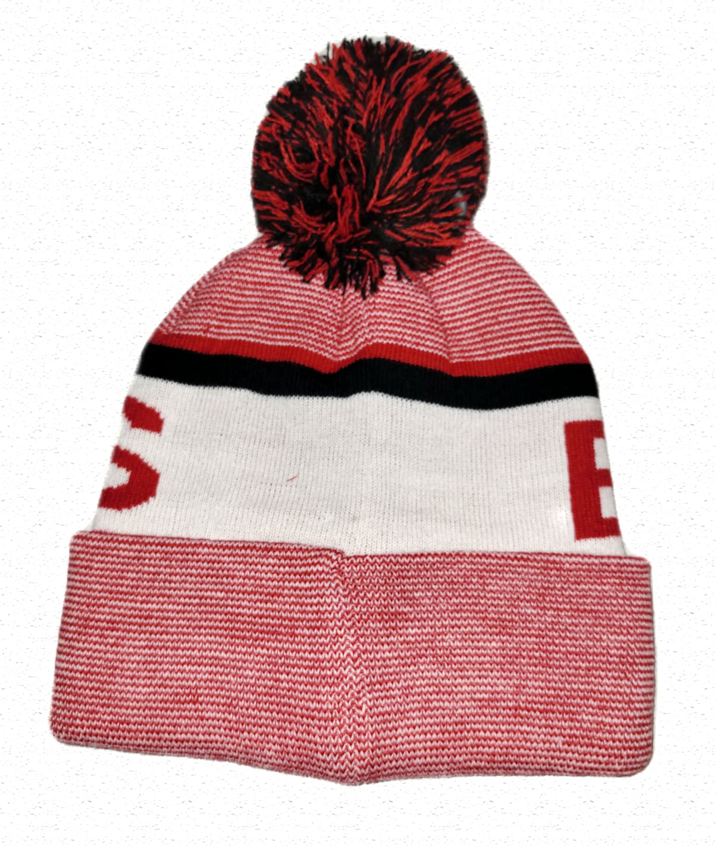 Ultra Game NBA Chicago Bulls Red/White/Black Cuffed Knitted Hat with Pom