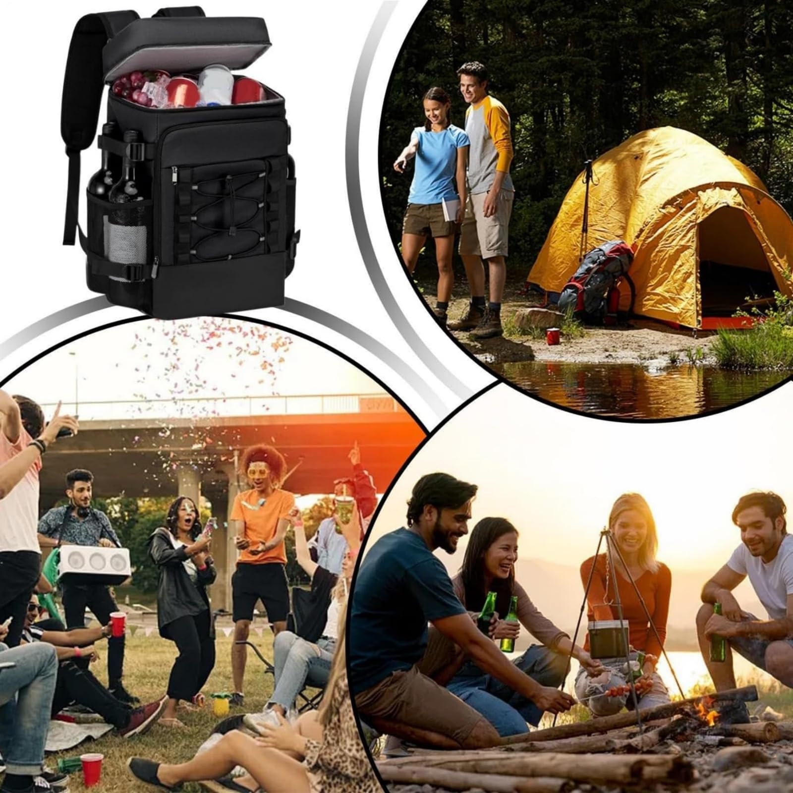 Zaino Termico 25L Impermeabile, Zaino Frigo Porta Pranzo con Doppio Scomparto Isolato, per Picnic, Campeggio, Spiaggia, Escursionismo (Nero)