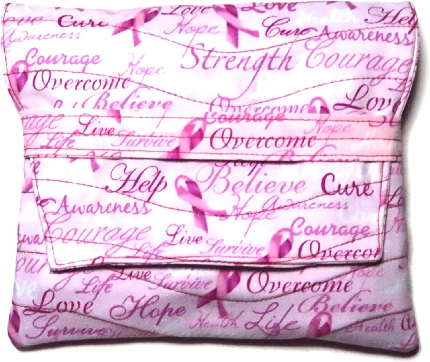 EReader Quilted Sleeve, Medium 8.25" x 9.25" Book Sleeve, Quilted, Padded, Cancer Pink Ribbons Clutch Purse