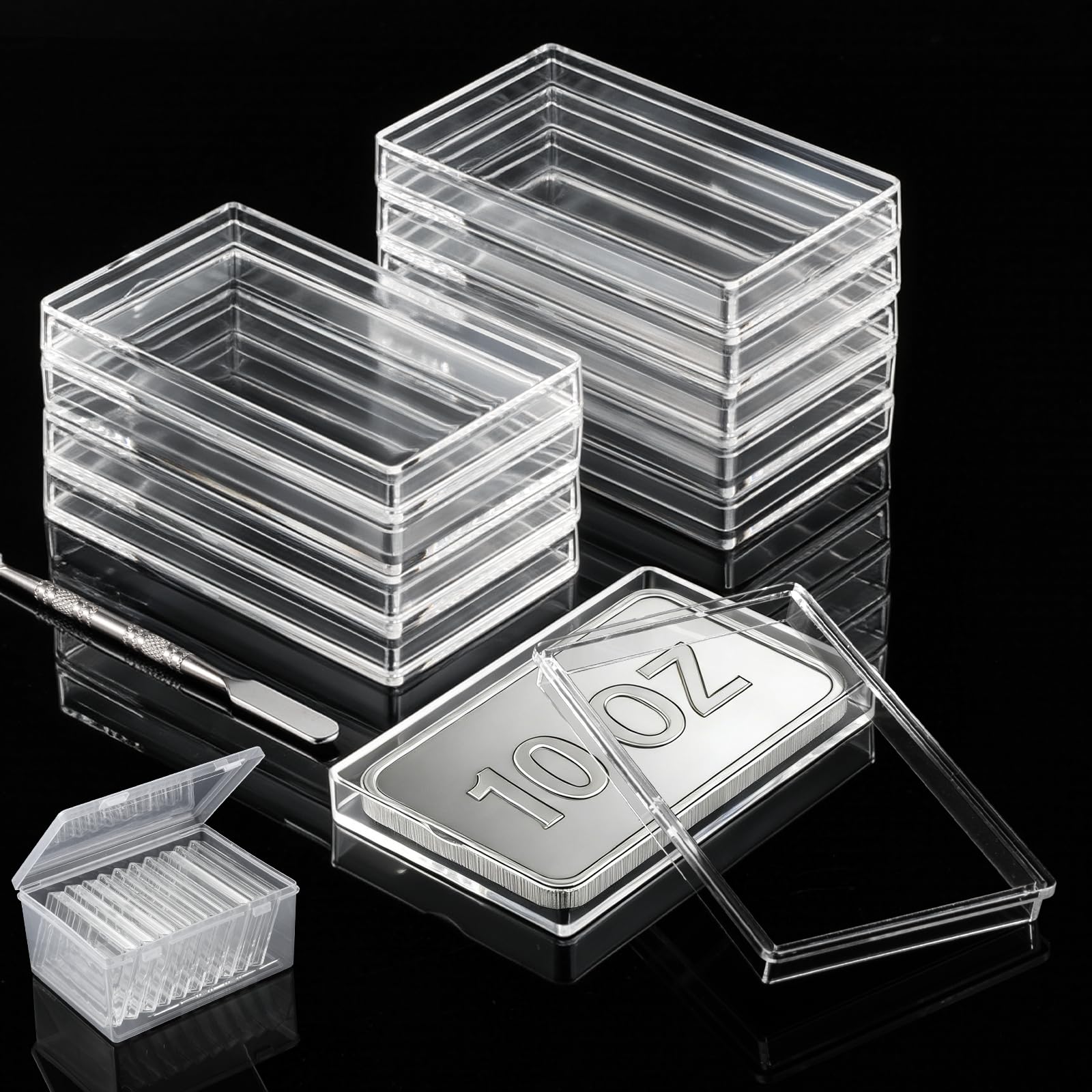 10oz Silver Bar Holder Case 10pcs for 10 Ounce Bar Storage Container