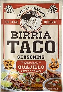 Carroll Shelby's Original Texas Brand Authentic Birria Taco Seasoning – Savory and Spicy Flavors for Tacos and Meats (Pack of 1)