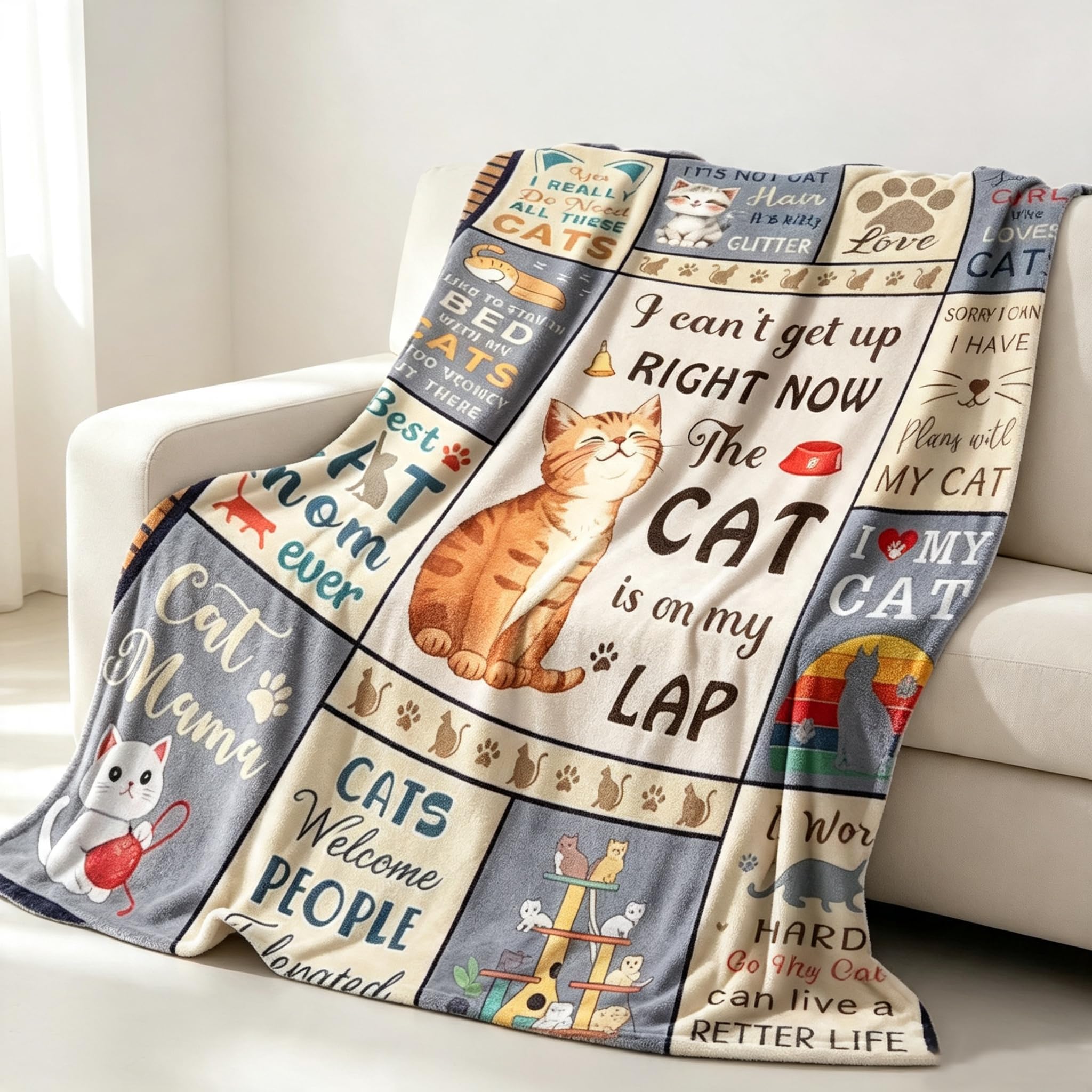 Vexthorion Cat Throw Blanket Cat Lovers Gifts for Women Girls 150x100cm