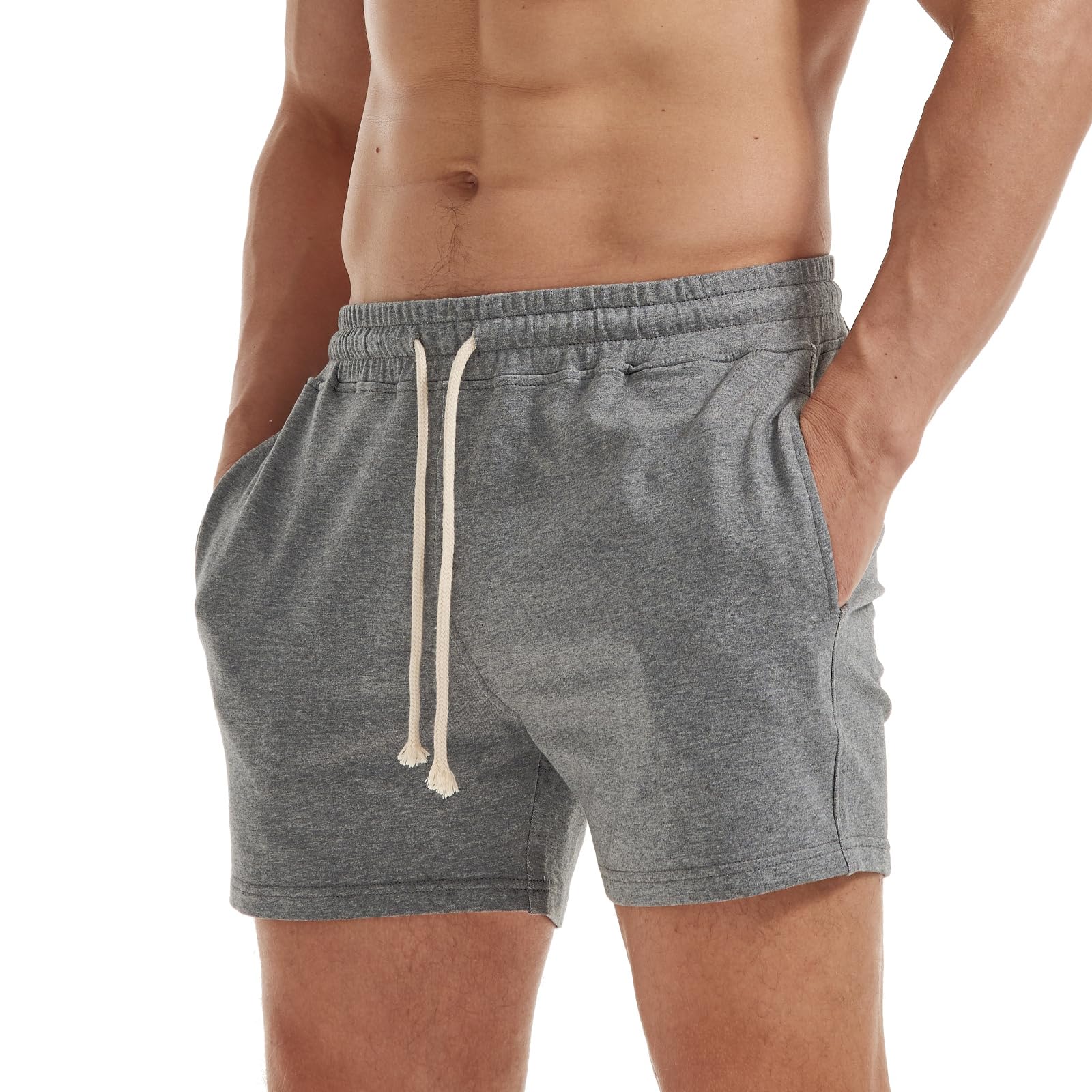AIMPACT Short d'entraînement pour homme en coton de 12,7 cm avec poches