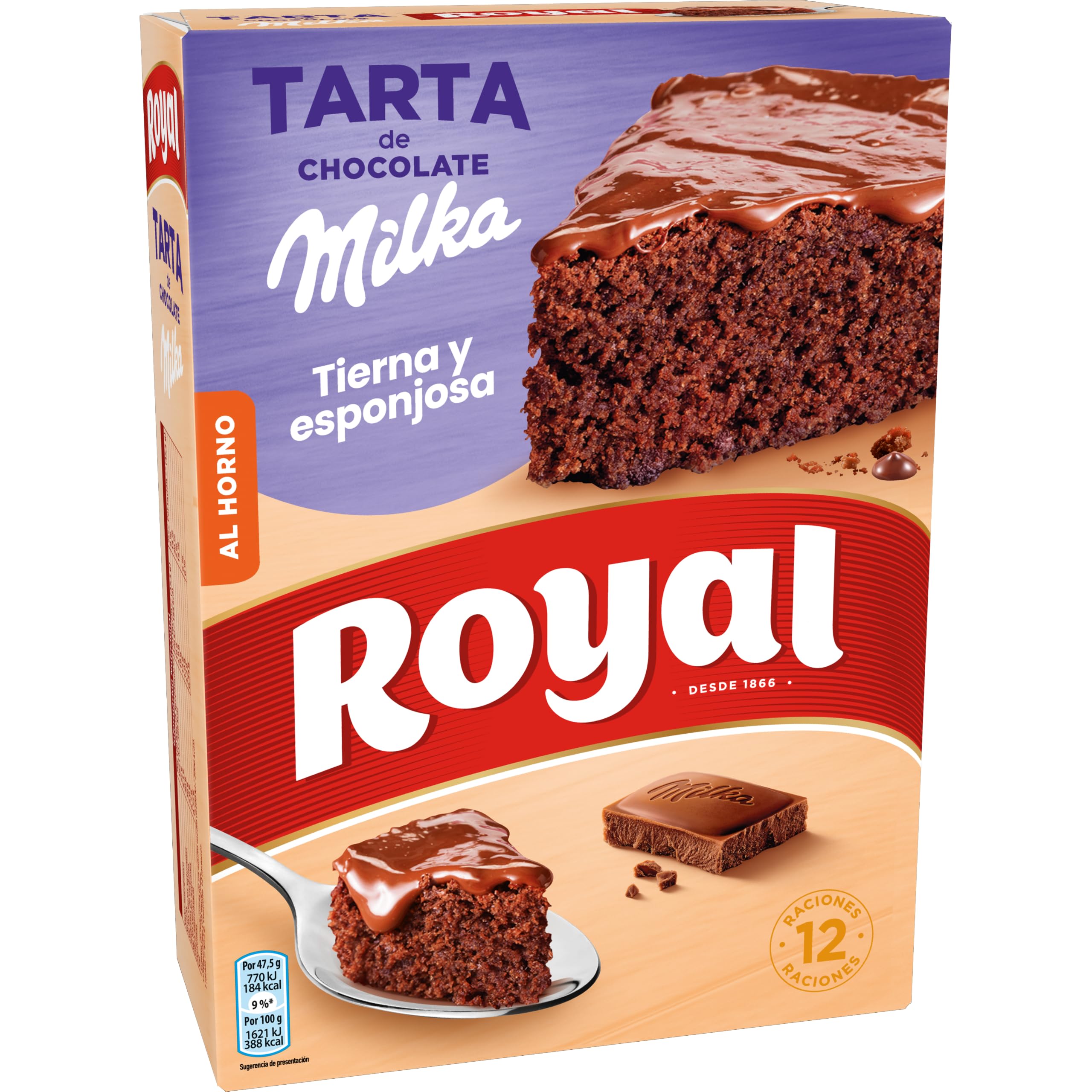 Milka Royal Tarta de Chocolate Preparado en Polvo 350 g 12 Raciones