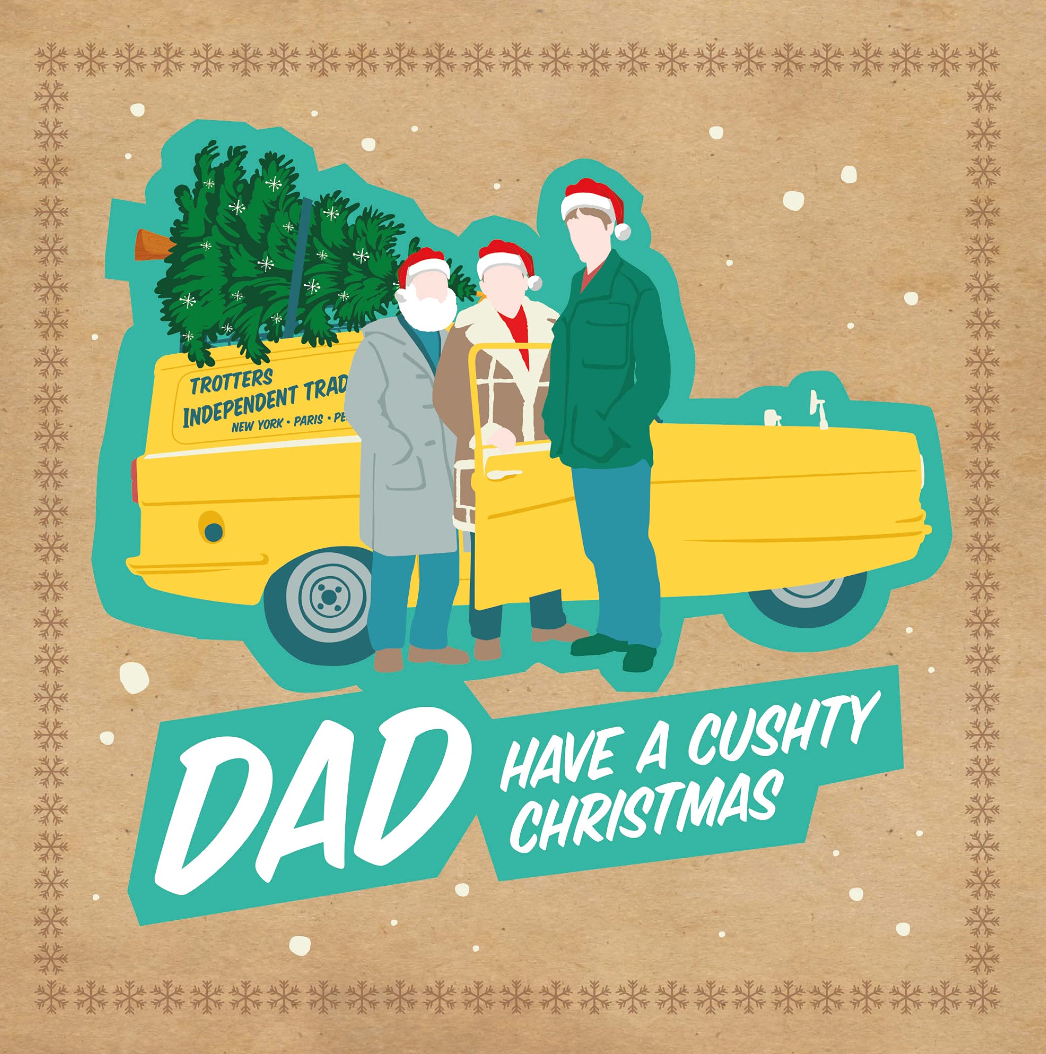 Official Only Fools And Horses Christmas Card Cushty Dad Christmas Card, Yellow Van.