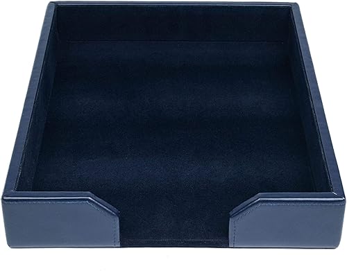 Miniatura 4 de DACASSO Bandeja de cuero regenerado para cartas de escritorio, soporte de cartas de lujo y organizador de papel para escritorio, organización de