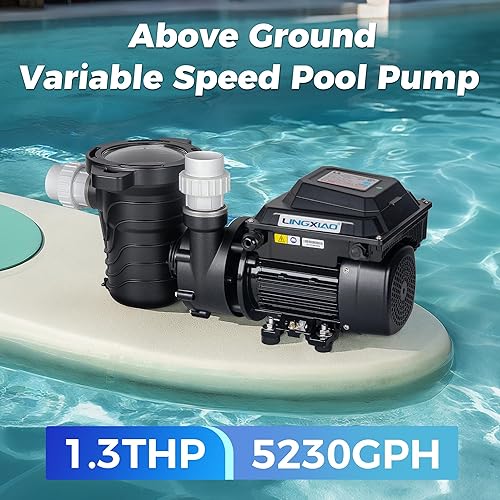 Miniatura 2 de Bomba de piscina de velocidad variable sobre el suelo 1HP, 115 V Energy Star Bomba de piscina sobre el suelo con cesta de filtro, 5230 GPH, bajo