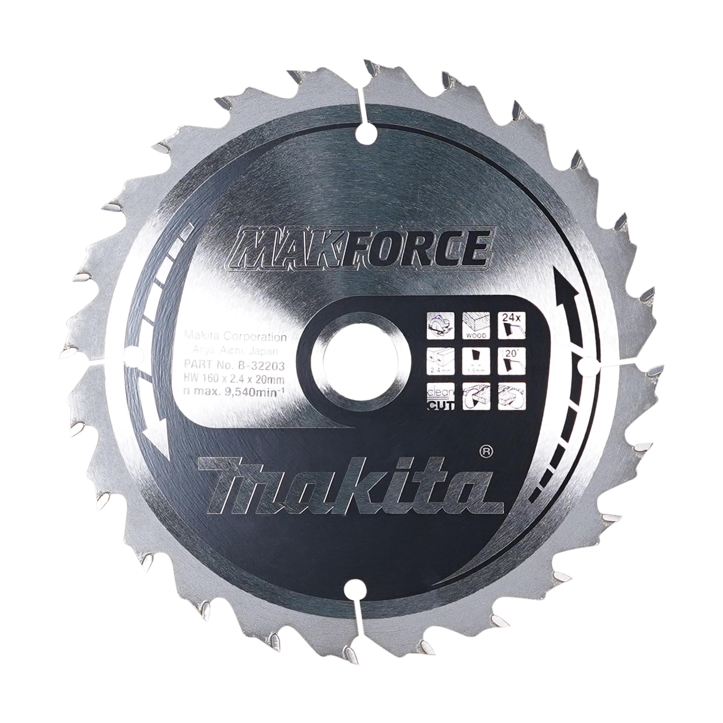 Lame Makita Makforce 160 x 20 mm 24T pour scie circulaire