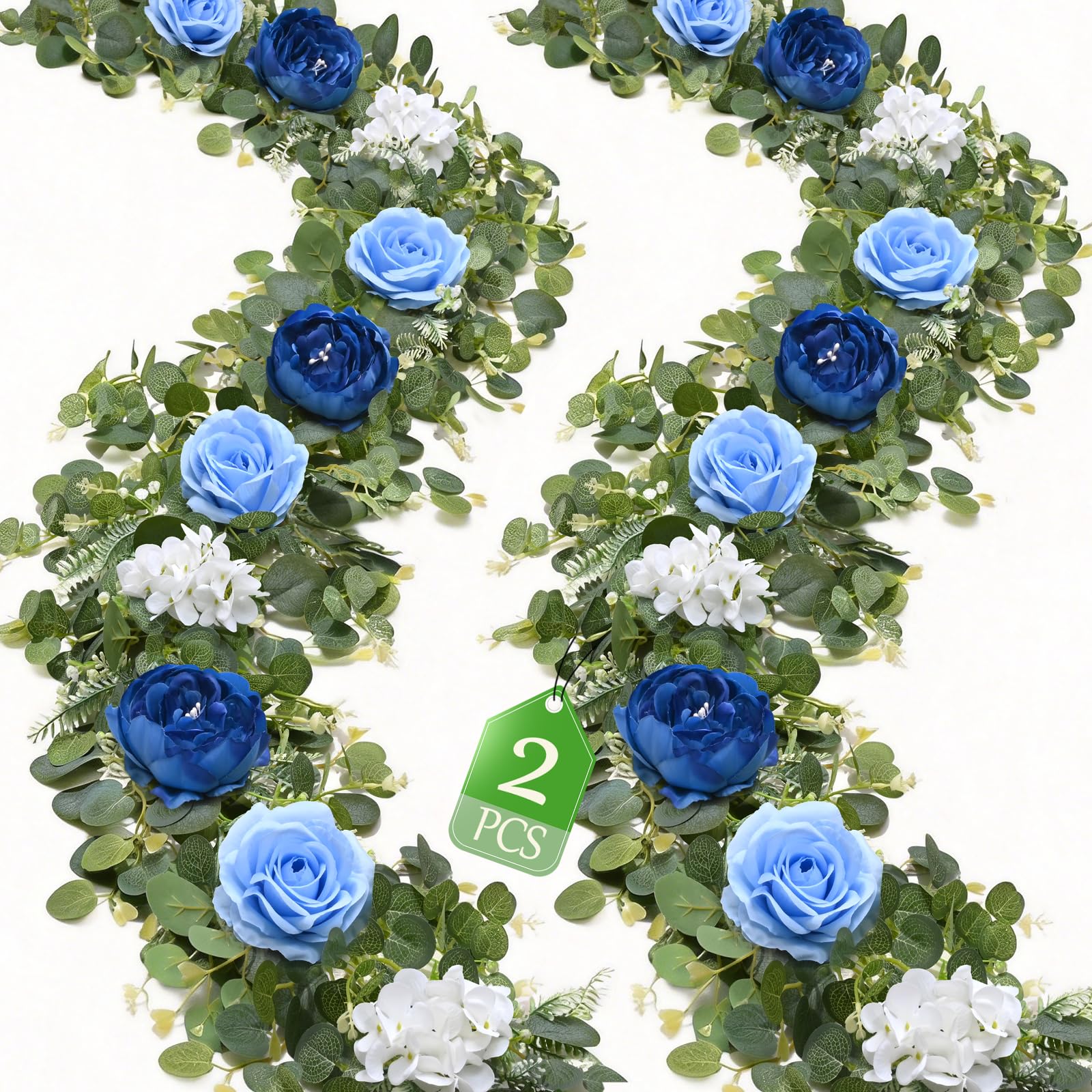 Photo 1 of Livole 2Pcs 12 Ft Artificial Flower Garland Fake Rose Peony Eucalyptus Vinei