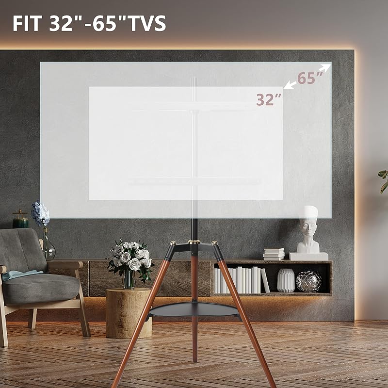 ETHU Easel TV Stand with Plate for 32-65" TV, 140° Swivel, 88lb Cap image 6