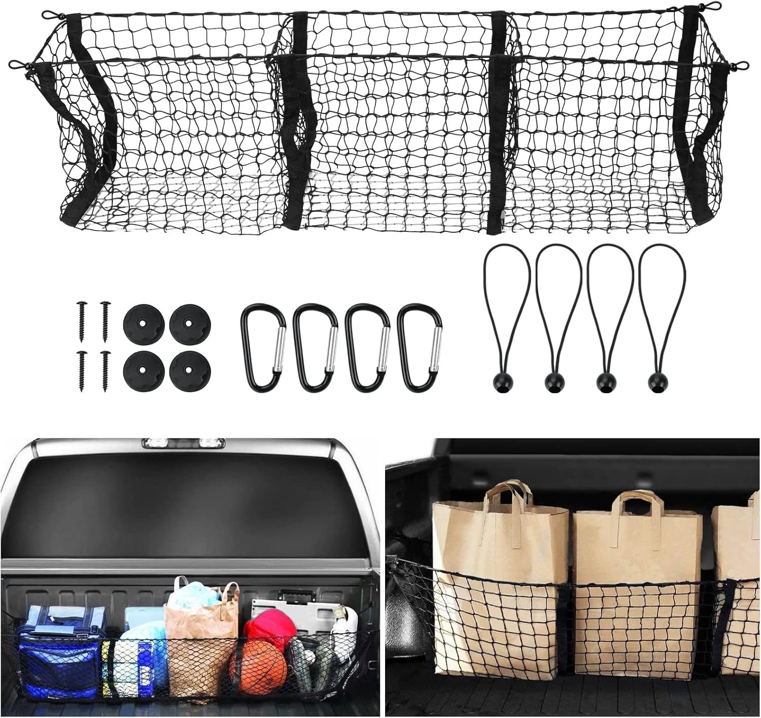 Buy 3 Pocket Cargo Net for Pickup Truck Bed,Truck Bed Cargo net for SUV, Cars, Pickup Truck Bed