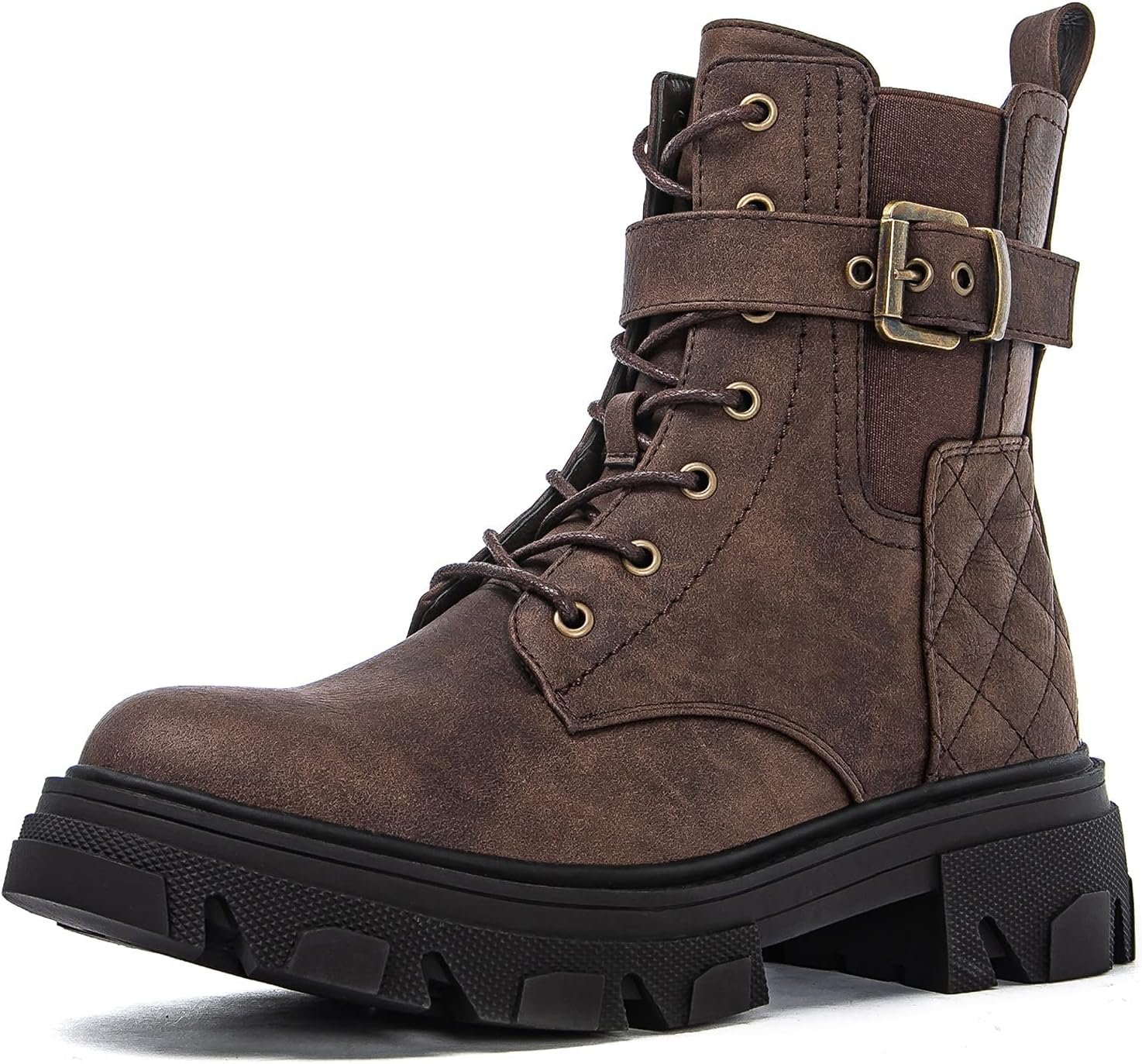 GLOBALWIN Women's Combat Boots Lace Up Ankle Booties Comfortable Lug Sole... - Picture 9 of 46