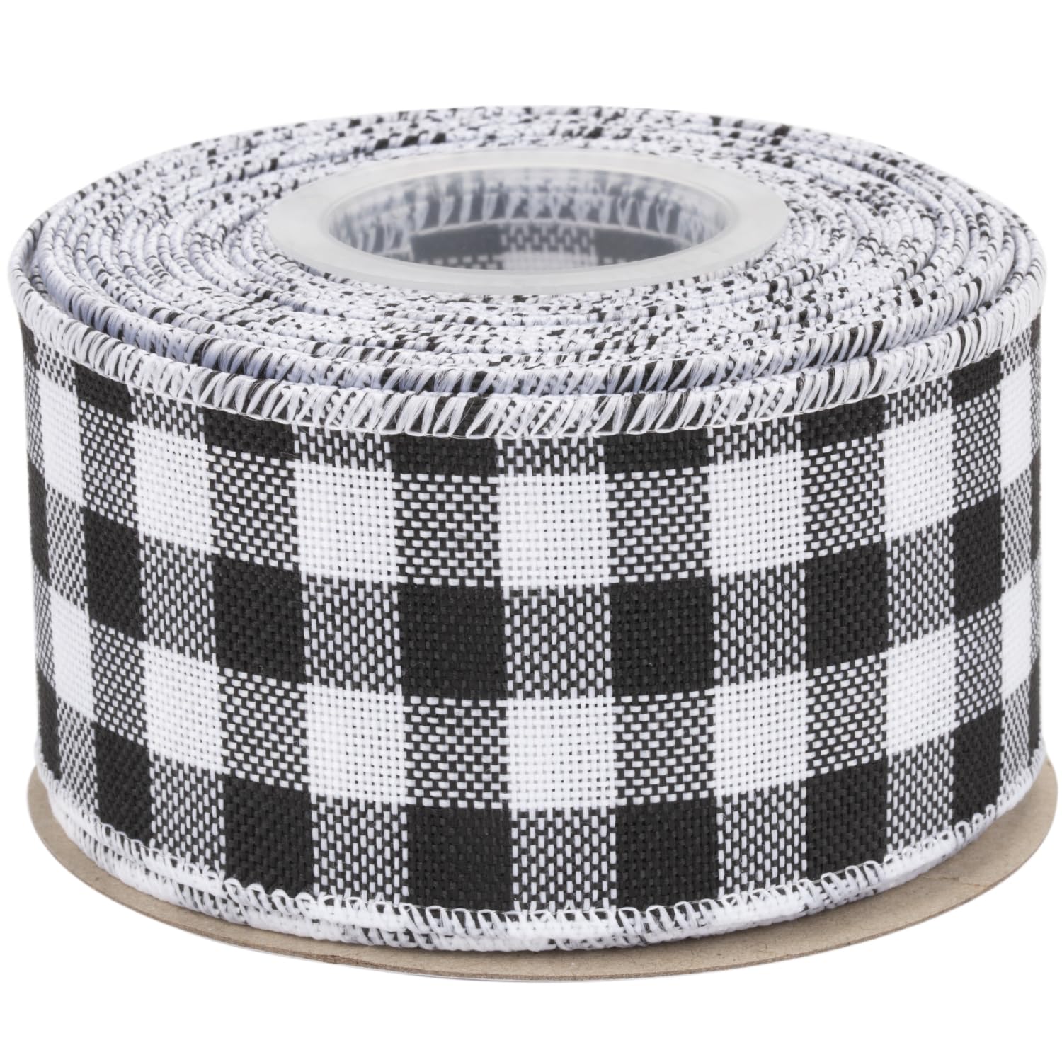 Joycrosso Wired-Edge Checkered Burlap Ribbon, 50mm x 9 Meter, Black/White, Buffalo Plaid Ribbon for Gift Wrapping, Christmas Decorations, Wreaths, Big Bows, Rustic Farmhouse Holiday Decoration — image 1