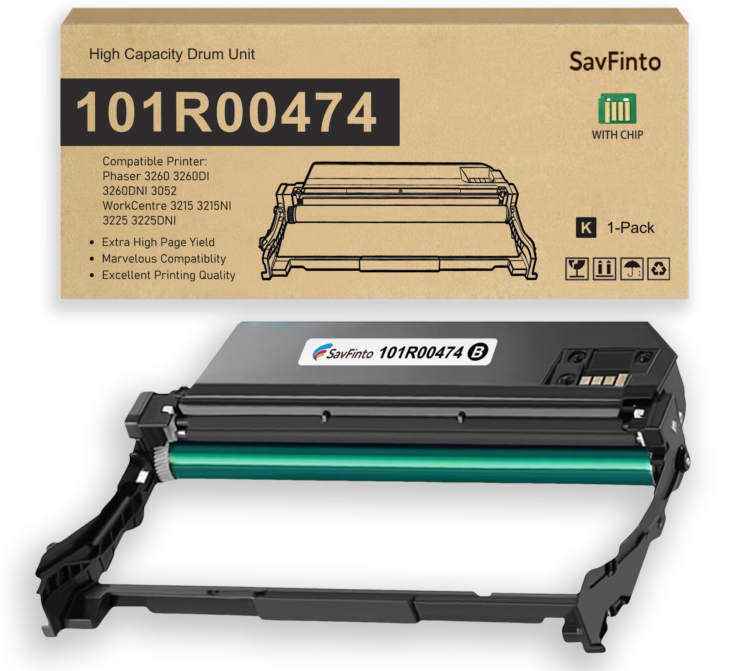 101R00474 3215 - Unità tamburo di ricambio per stampante XEROX WorkCentre 3215 3215NI 3225 3225DNI Phaser 3260 3260DI 3260DNI 3052 (tamburo, confezione da 1)