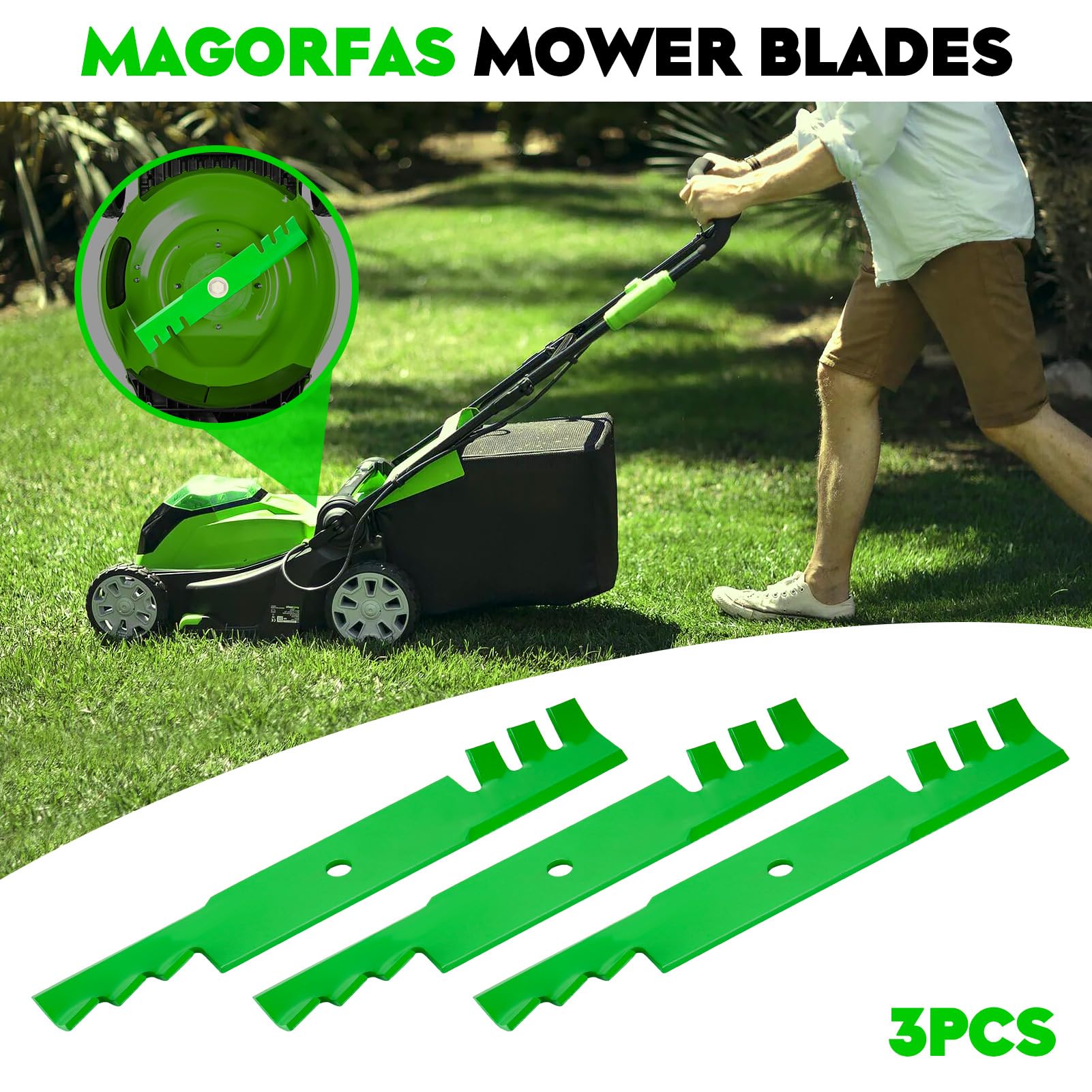 Cuchillas dentadas para cortacésped para 038-5350-00 795757 AM104489 para Scag Freedom Z Gravely Pro 1548G 1948H Pro-Stance 1948FL 2048FL 122 cm, 3 unidades