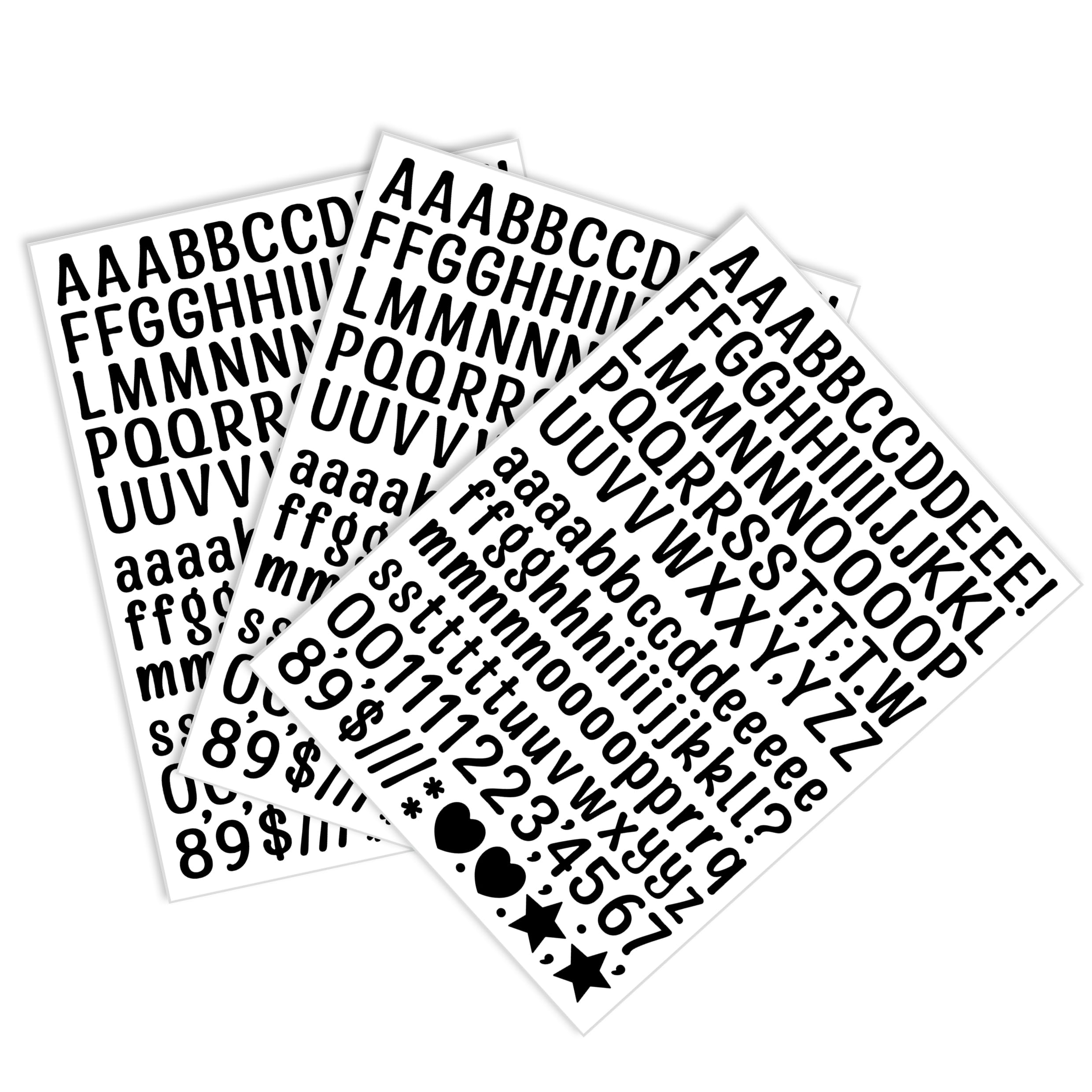 2280 Pieces 15 Sheets 0.5 Inch Small Letter Stickers, Black Self-Adhesive Vinyl Stick On Letters for Mailbox, Window, Graduation Cap, Scrapbooking,