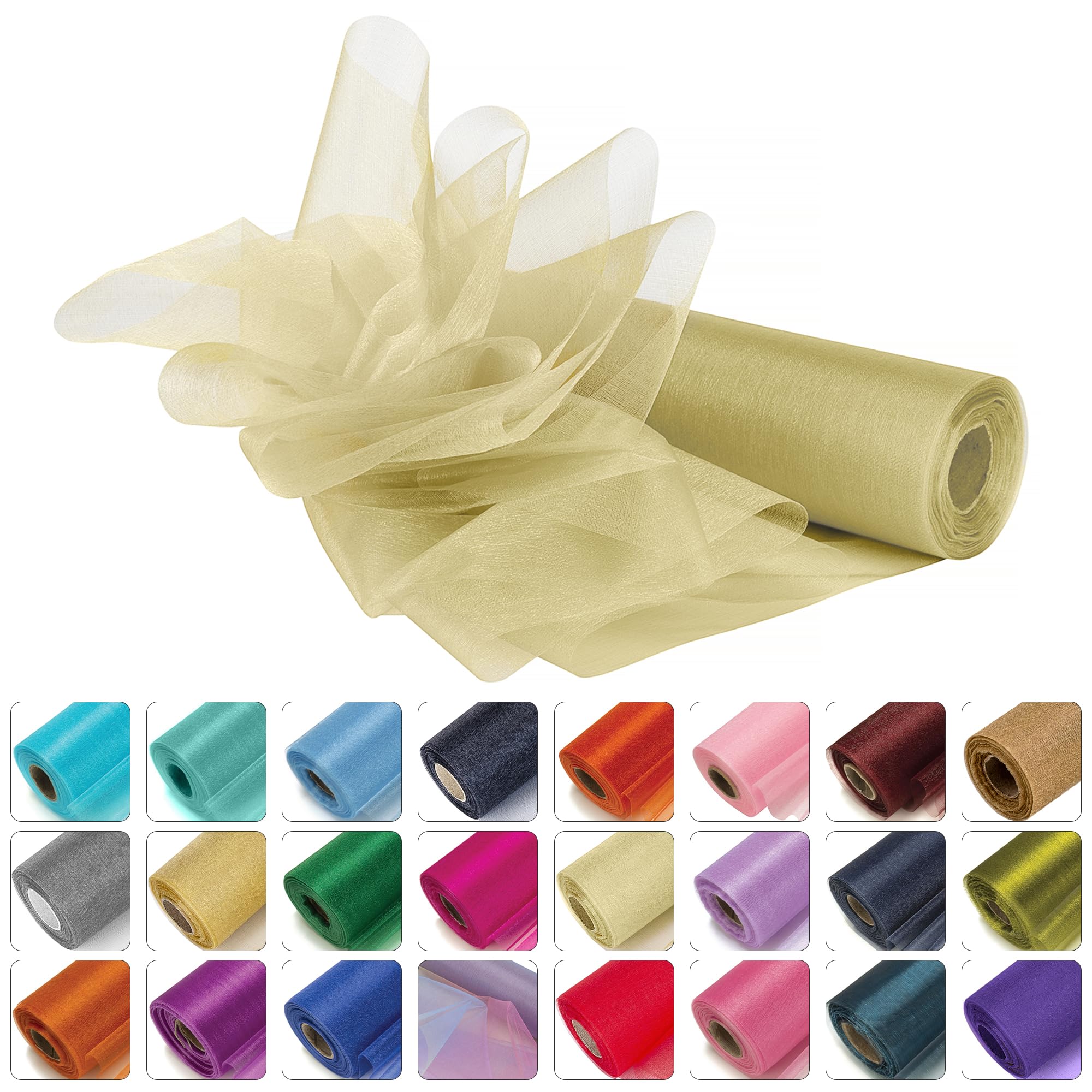 Weddecor 25m x 29cm Snow Sheer Ivory Organza Roll Sash Glitter Fabric for Table Runner Sashes Wedding & Christmas Decoration, Chair Cover Bows, Party Favours, Ribbon Crafting Supplies, 1pc — image 1