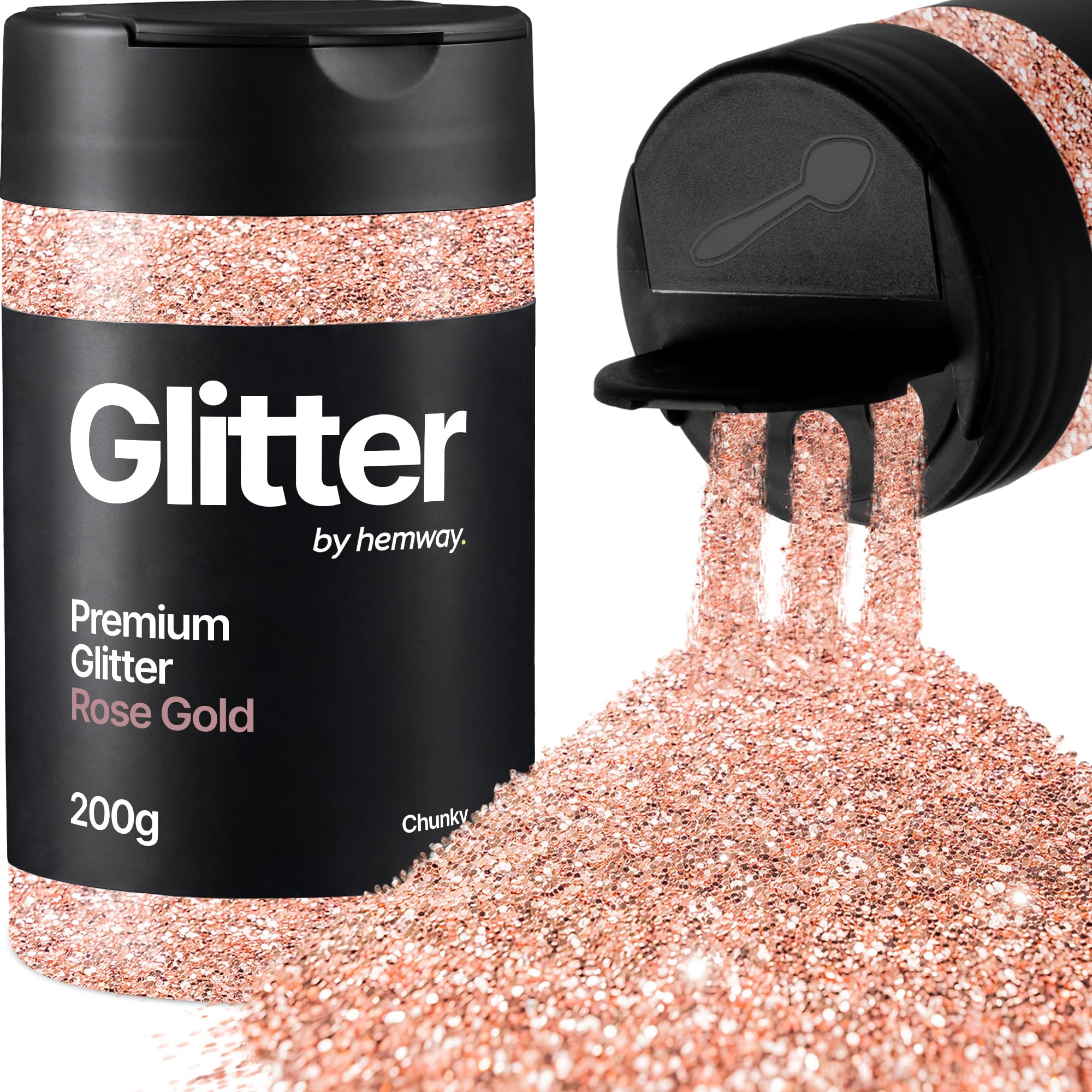 Hemway Rose Gold Glitter Shaker, 200g Chunky Glitter for Crafts Metallic Flake Sequins for Resin & Epoxy Crafts for Decorating, Halloween, Christmas, Nail, Face, Art