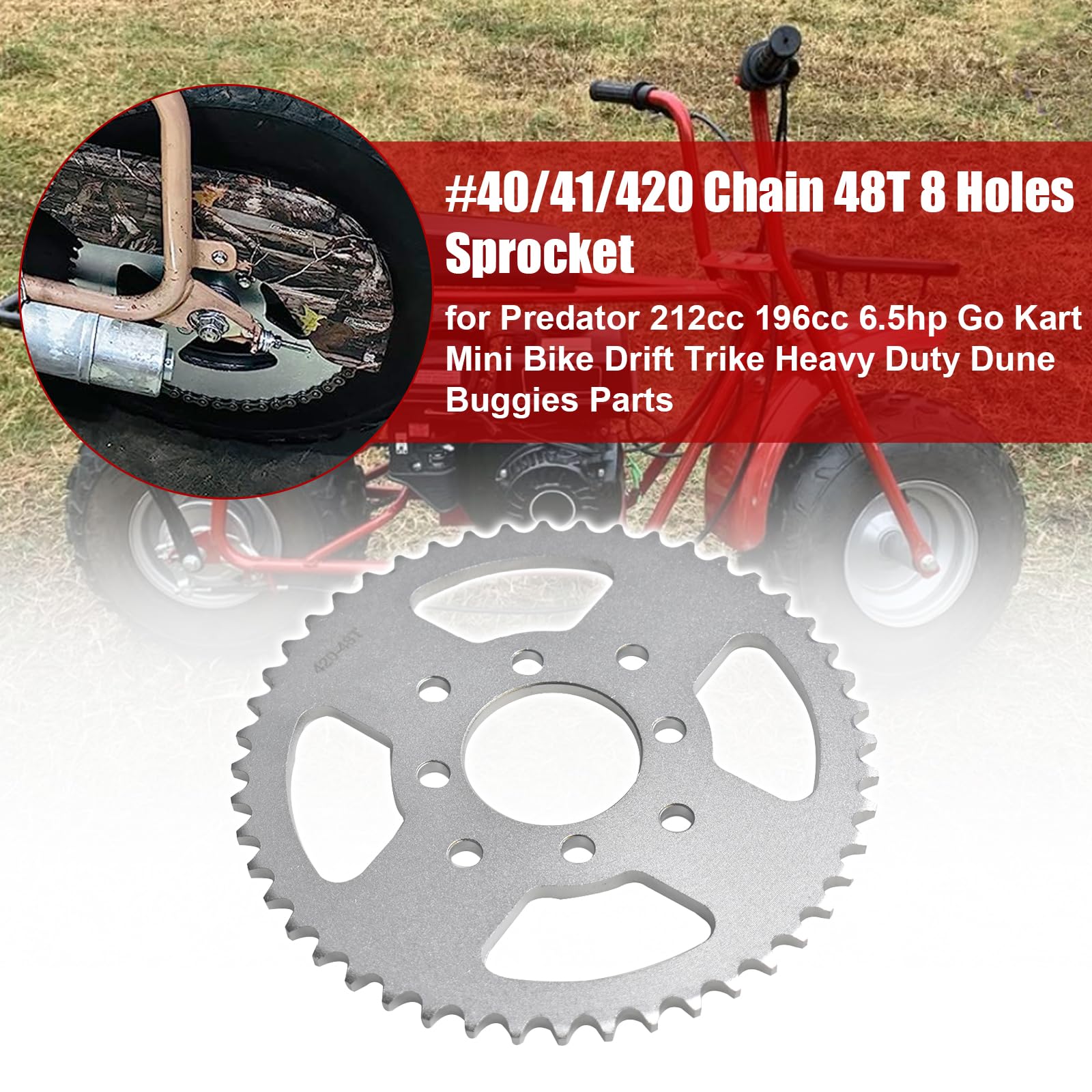 Amazon.com: #40/41/420 Chain 48T 8 Holes Sprocket for Predator