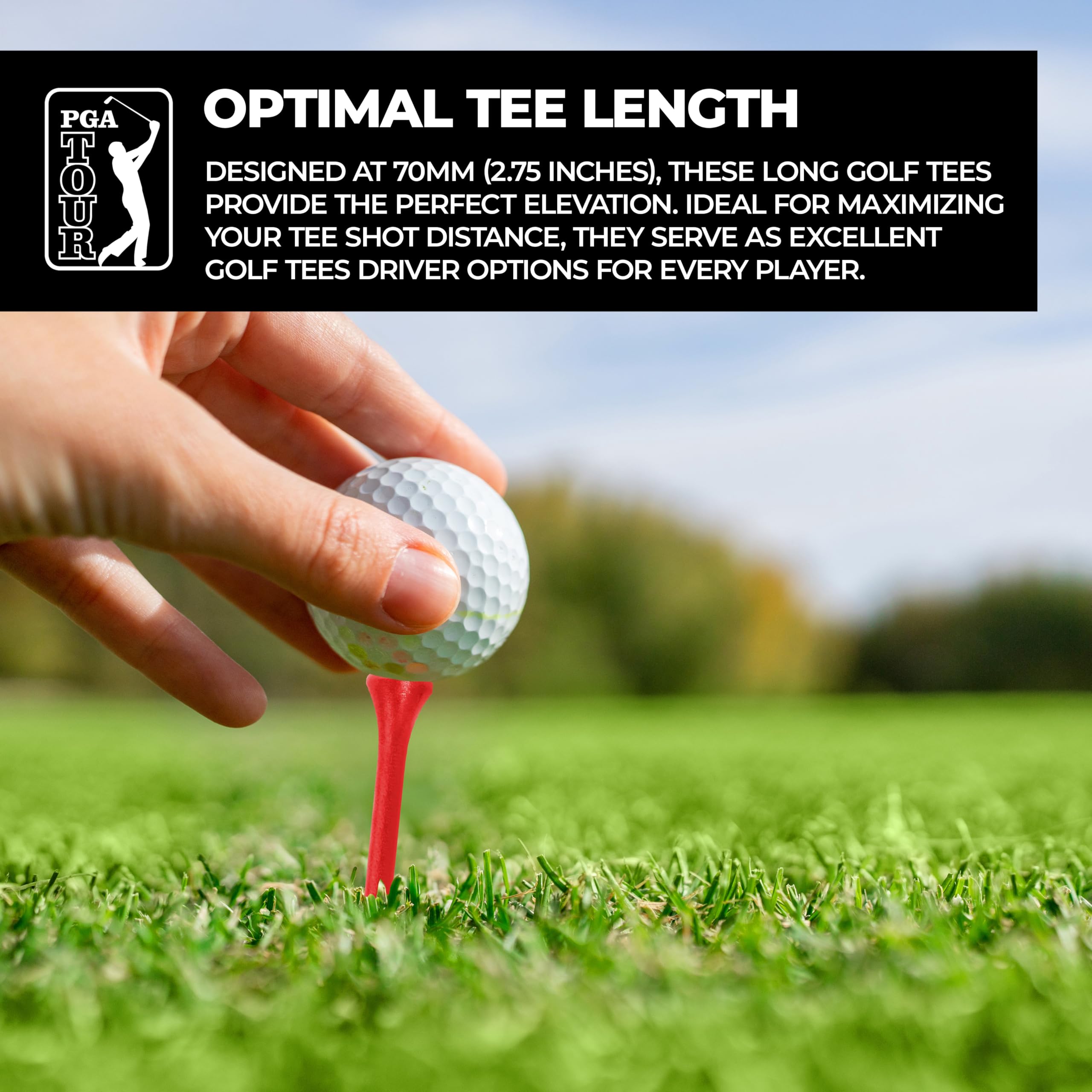 PGA Tour 200 Tee da Golf Professionali in Legno da 70 mm, Rosso, Bianco, Blu
