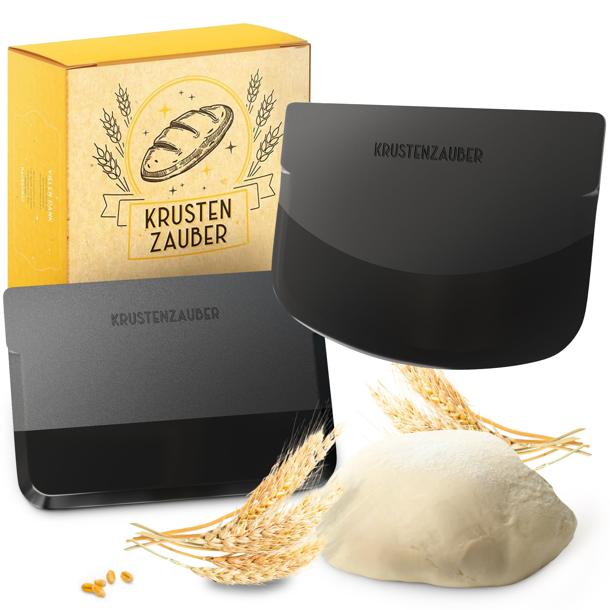 KRUSTENZAUBER Teigschaber Set 2 Stück - Praktische Teigkarte zum Brot formen - Flexibler Teigschaber bzw. Teigspachtel als Brot backen Zubehör - Zum Schaben, Formen, Glätten und Portionieren von Teig