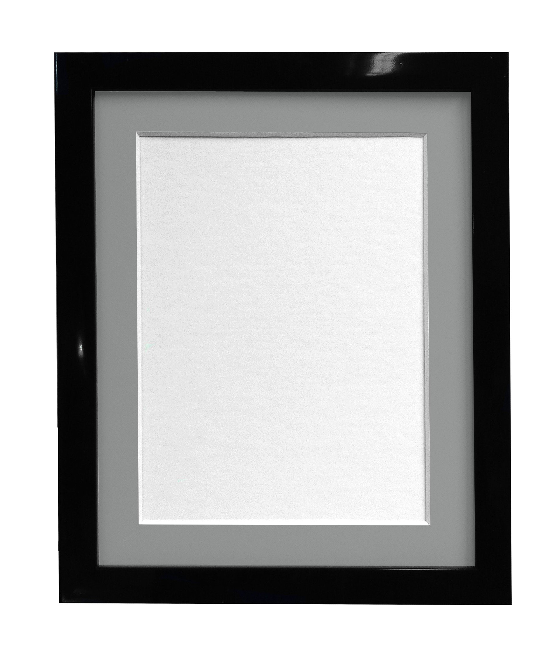 FRAMES BY POST 20mm Black Photo Picture Poster Frame with Dark Grey Mount 14" x 8" For Pic Size 10" x 4" — image 1