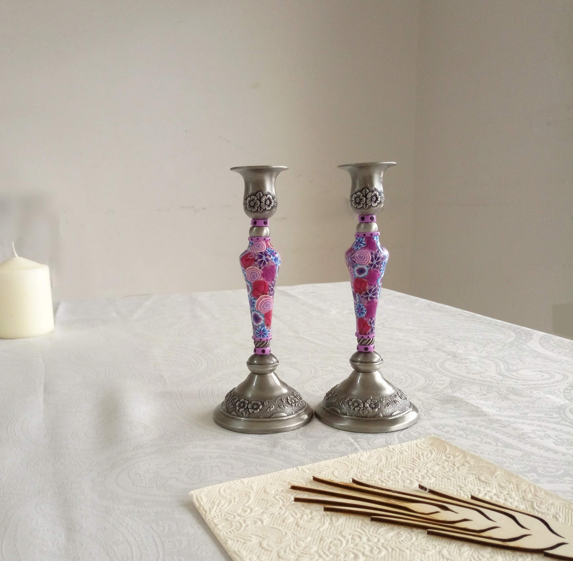 Buy Candlestick Holders, Handmade Artisan Shabbat Candlesticks made of