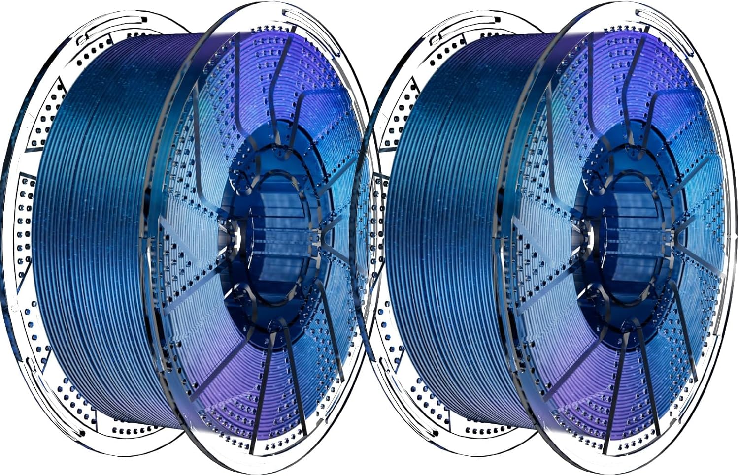 Chitu Systems Conjure Silk PLA 3D Printer Filament, 2KG Spool (4.4lbs), 1.75mm Tri-Color Filament, Dimensional Accuracy +/-0.02mm, Silk 3D Printing Filament Bundle, (Black Blue Purple 2-Pack)