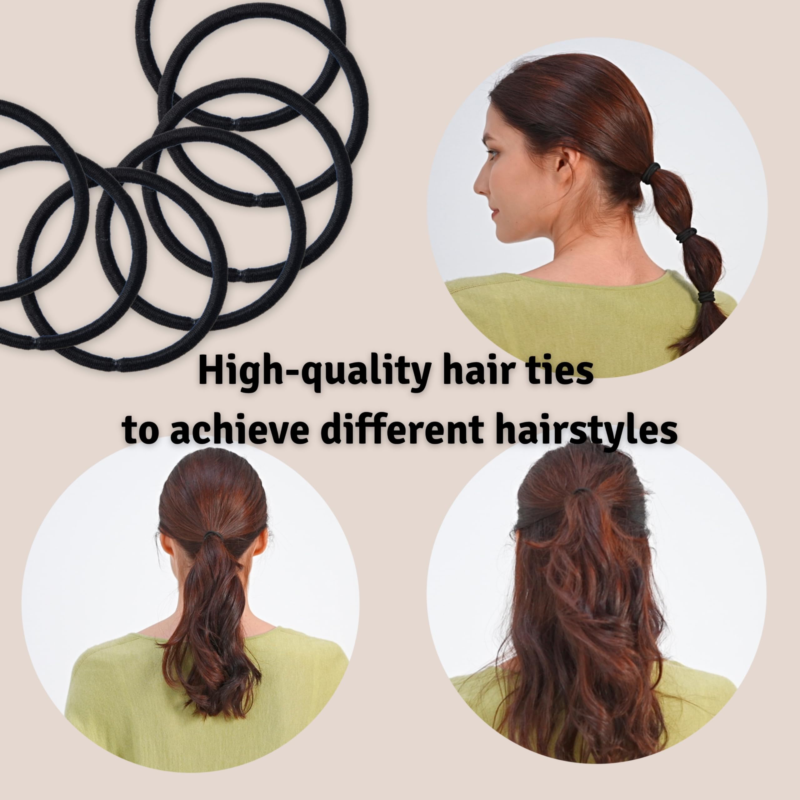 The Chic Way 40 Pcs Hair Bobbles, Elastic Hair Bands, Black Hair Ties, 4mm, 40 count (Pack of 1) - Image 4