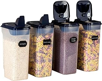 Chef's Path Airtight Food Storage Containers - Pack of 4 (4L/135.3oz) - MULTISPOUT Design for Kitchen & Pantry - BPA-Free Cereal Containers with Bigger Spout Mouth for Easy Pouring