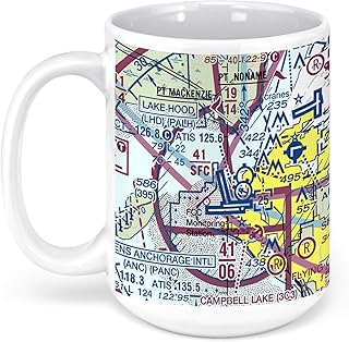 Ted Stevens Anchorage International Airport (ANC), West International Airport Road, Anchorage, AK, USA FAA Sectional Aeronautical Charts Chart Mug, 15oz