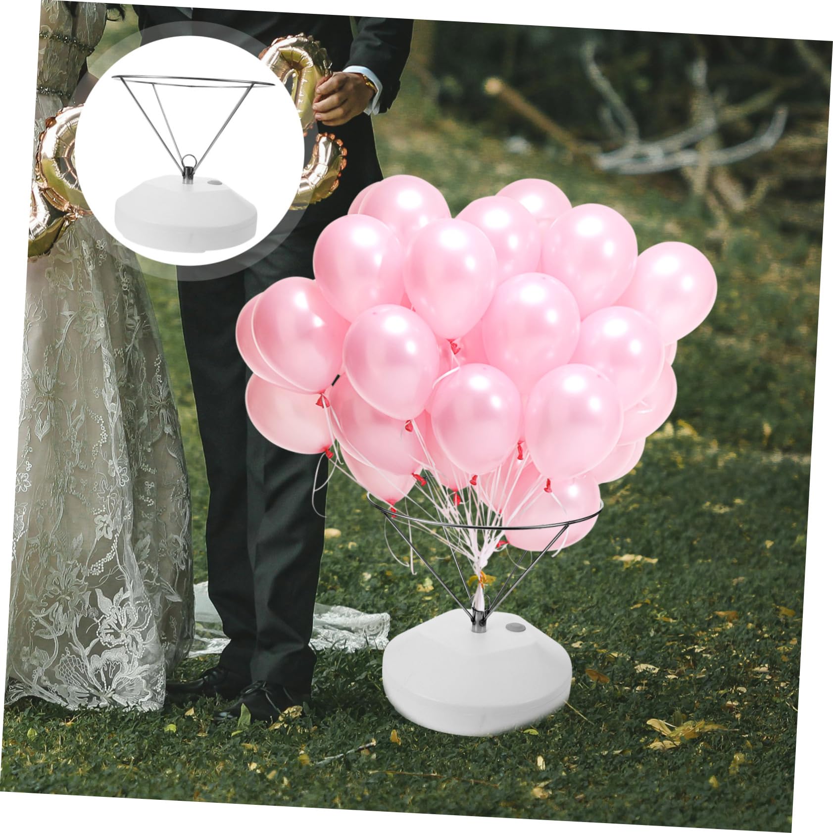 Ballon Präsentationsständer 1 Satz mit Sockel aus Kunststoff und Edelstahl | Windfest, Vielseitig für Verschiedene Ballongrößen und Formen, Halloween Feier, Hochzeit und Party